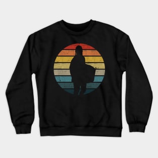 Bodyboarding Surfer Silhouette On A Distressed Retro Sunset design Crewneck Sweatshirt